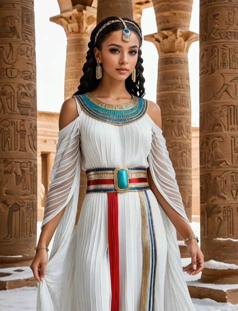 Cleopatra Outfit, Egyptian Queen Costume, Egyptian Design Pattern, Egyptian Party, Ancient Egypt Fashion, Greek Dress, Egypt Fashion, Egyptian Design, Gal Gadot Wonder Woman