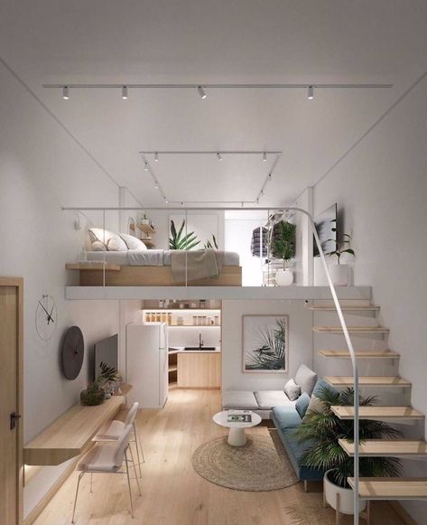 Home Interior on Twitter: "… " Small Loft Apartments, Loft House Design, Tiny House Loft, House Loft, Loft Interiors, Loft House, Small Room Design, Tiny House Interior, Loft Design