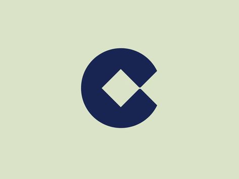 Letter C Logo / Blue Logo / Diagonal Logo / Cope... Sharp Logo Design, Sharp Logo, Examples Of Logos, Diagonal Line, Circular Logo, Blue Logo, Dark Blue Color, Negative Space, Logo Inspiration