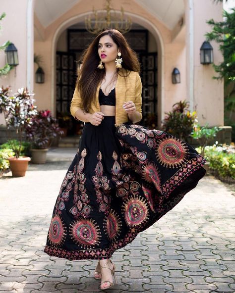 Eastern Western Fusion Dress, Indian Jackets, Global Desi, Lehnga Dress, Indian Look, The Calendar, Indian Designer Outfits, Lehenga Designs, Indian Attire