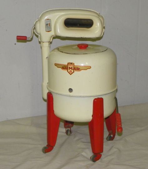 My toy Marx Lumar washing machine. Toy Washer And Dryer, Wooden Washing Machine Toy, Maytag Wringer Washing Machine, Toy Washing Machine, Wringer Washer, Vintage Washing Machine, Old Washing Machine, 1940’s Washing Machine, Vintage Appliances