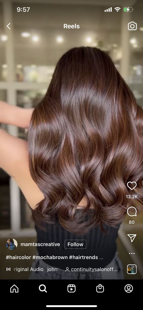 Chocolate Brown Cinnamon Hair, Medium Mocha Brown Hair, Chestnut Mocha Hair, Glossy Mocha Hair, Asian Chestnut Brown Hair, Cinnamon Brown Hair Color Balayage, Glazed Chocolate Brown Hair, Glaze Brown Hair, Brown Glazed Hair