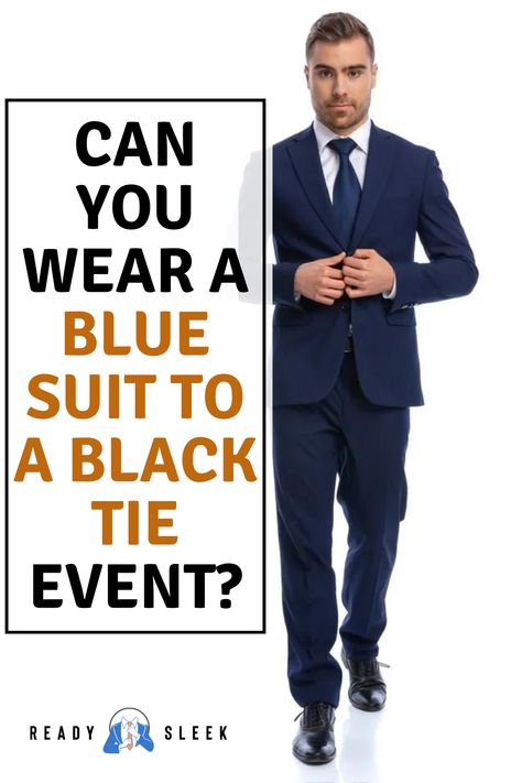 Black tie events call for classic black tuxedos, right? Wrong! There's a new style sheriff in town, and it's called the blue suit. But, is it a fashion statement or a major faux pas? Click here to discover the do's and don'ts of wearing a blue suit to a black tie event and make a splash with your next formal look! Image From Deposit Photos #BlueSuit #BlackTie #style #outfit Black Tie Navy Suit, Black Tie Optional Men Attire, Black Tie For Men Outfit, Elegant Suit And Tie Accessories For Black-tie Events, Classic Suit And Tie Accessories For Black-tie Events, Navy Blue Suit Mens, Black Tie Event Men, Black Tie Attire Men, Blue Suit Black Tie