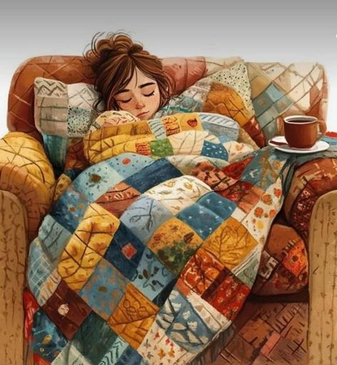 Images Of Happiness, Blanket Illustration, Cozy Illustration, Illustration Kunst, Postal Vintage, Diy Embroidery Kit, Girly Art Illustrations, My Posts, Art And Illustration