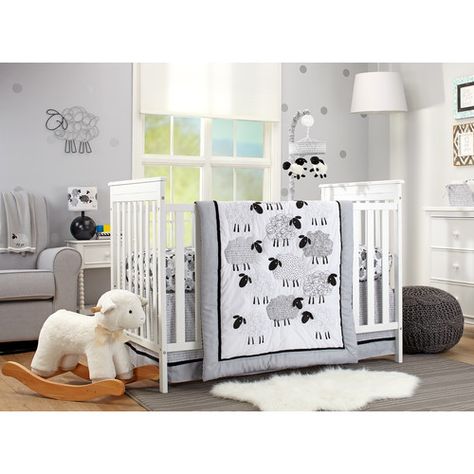 Found it at Wayfair.ca - Good Night Sheep 4 Piece Crib Bedding Set White Crib Bedding, Pink Crib Bedding, Sheep Nursery, Lamb Nursery, Baby Lamb Baby Shower, Pink Crib, White Crib, Baby Sheep, Baby Crib Bedding