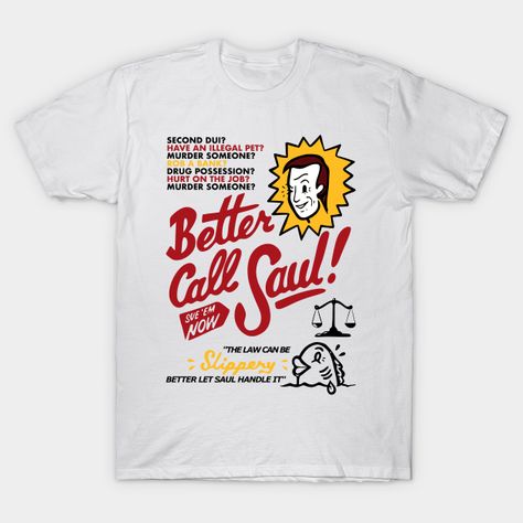 Vintage Better Call Saul Goodman Commercial - Better Call Saul Breaking Bad - T-Shirt | TeePublic. #bettercallsaulmerchandise #breakingbad #bettercallsaulstore #badchoiceroad #saulgoodman #jimmymcgill #mikeehrmantraut #bobodenkirk #tvseries #tvshows #bettercallsaulstore #lospolloshermanos #gustavofring #gusfring #vincegilligan #petergould #emptyst Breaking Bad T Shirt Design, Better Call Saul Tshirt, Breaking Bad Tshirts, Breaking Bad T Shirt, Breaking Bad Shirt, Gustavo Fring, Mike Ehrmantraut, Gus Fring, Jimmy Mcgill