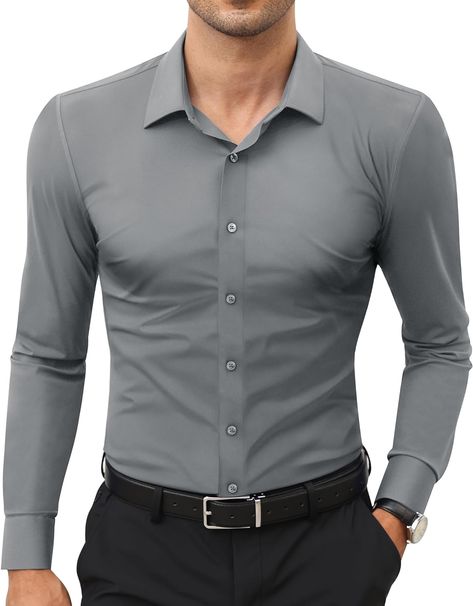 Limited time deal $27.99 (22% Off)(List Price: $35.99) Lion Nardo Stretch Dress Shirts for Men Long Sleeve Slim Fit Casual Button Down Shirts Muscle Fit Men's Dress Shirts Dress Shirts For Men, Slim Fit Mens Shirts, Men's Dress Shirts, Mens Dress Shirts, Formal Shirt Dress, Business Shirt, Business Casual Shirts, Formal Shirt, Slim Fit Dress Shirts