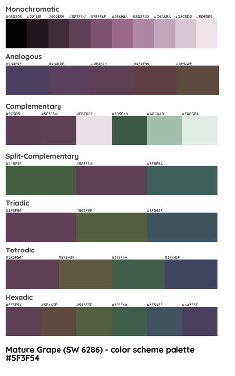 Eggplant Color Palette, Alpaca Sherwin Williams, Plum Color Palette, Draw A Hexagon, Winter Deep, Website Color Schemes, Analogous Color Scheme, Brown Living Room Decor, Split Complementary Colors