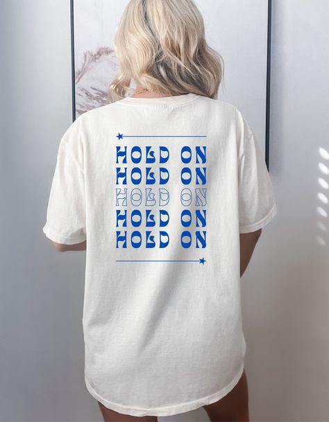 Jonas Brothers lyrics "hold on" in blue font on back of an oversized tshirt Jonas Brothers T Shirt, Jonas Brothers Tshirt, Graphic Oversized Tshirt, Tour Merch, Jonas Brothers, Concert Tshirts, Oversized Tshirt, White Tshirt, San Jose