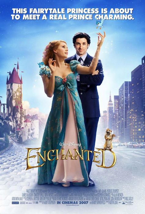 Enchanted (2007); Valerie made me go to this movie, I wanted no part and I hearted it! Enchanted Movie, Disney Movie Posters, Disney Enchanted, 21 Jump Street, Idina Menzel, Susan Sarandon, Film Disney, Patrick Dempsey, Kids' Movies