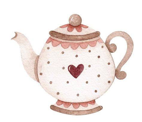 Tea Drawing Aesthetic, Tea Pot Drawing, Girly Planner, Tea Crafts, Scrapbook Printing, Flower Art Drawing, Shell Crafts Diy, Watercolor Pictures, Stencil Templates