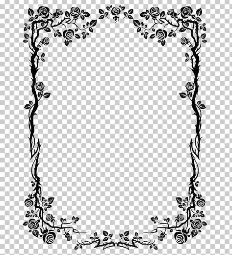 Vintage Flower Border Design, Thorn Border Design, Rose Frame Background, Frame Border Design Png, Rose Book Cover, Rose Border Design, Black Border Png, Cute Border Png, White Rose Png