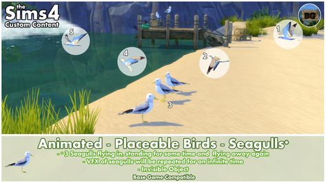 Small Dock, The Sims 4 Custom Content, Seagulls Flying, Lighthouse Lighting, New Mods, Flock Of Birds, Water Ripples, Surfing Waves, The Sims4