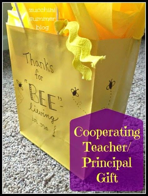 Click through to see what cute gift goes INSIDE this gift bag!   ---- If you are a student teacher needing a gift idea---this would be great to give your cooperating principal or teacher!  Also a good gift for dance coaches, gymnastics coach, piano teacher, and more.  "Thanks for BEE-lieving in me" Host Teacher Thank You Gift From Student Teacher, Gifts For Cooperating Teacher Student Teaching, Student Teaching Gifts For Teacher, Goodbye Gift Student Teacher, Cooperating Teacher Gifts Goodbye, Gifts For Students From Student Teacher Goodbye, Gifts From Student Teacher To Mentor, Student Teaching Gifts For Students, Student Teacher Goodbye To Students