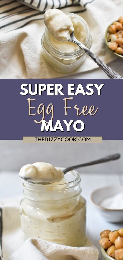 This super easy Egg Free Mayo is thick, creamy, and delicious! Use it as a spread on sandwiches, in salad dressings, or as a garlic aioli. It's a vegan mayo recipe but tastes amazing, rich and fluffy. Soy-free and nut-free, it uses the liquid from a can of chickpeas to create a luscious spread that's completely free of eggs. Egg Free Mayo Recipe, Egg Free Mayo, Vegan Mayo Recipe, Headache Diet, Vegan Sauce Recipes, Migraine Diet, Mayo Recipe, Simply Quinoa, Vegan Mayo