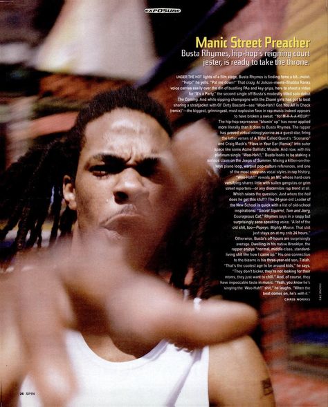 Written by Chris Norris | Photo by E&E Snorri | August 1996 SPIN magazine Spin Magazine, Soul Kitchen, 90s Teen, Music Museum, Court Jester, Busta Rhymes, Straight Jacket, Written By, Spinning