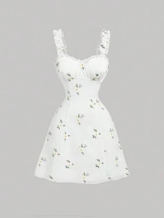 Free Returns ✓ Free Shipping✓. SHEIN MOD Embroidered Flower Holiday Dress With Ruched Straps And Lace, Sundress, Beach Dress, Brunch Dress, Wedding/Bridal Shower Dress,Boho- Women Short Dresses at SHEIN. Short Sundress Outfits, Sundress Beach, Sundress Outfit, Lace Sundress, Short Sundress, Shower Dress, Brunch Dress, Bridal Shower Dress, Fashion Days