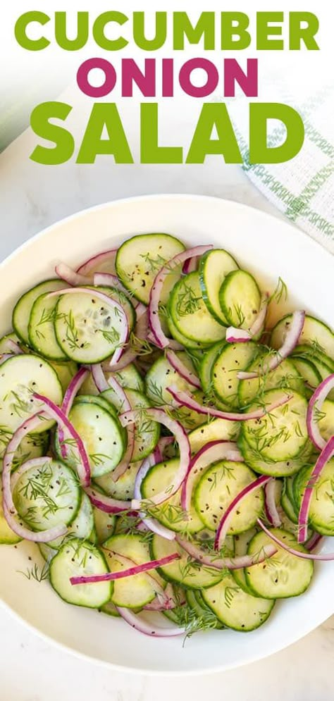 Vinegar Cucumbers And Onions, Seasoned Vinegar, Cucumber Quinoa Salad, Cucumber Onion Salad, Cucumber Salad Vinegar, Easy Cucumber Salad, Low Calorie Salad, Cucumber Onion, Vinegar Cucumbers