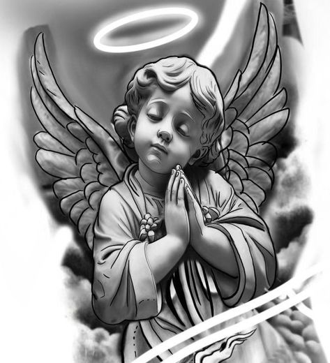 Praying Angel Tattoo Designs, Jacks Tattoo, Religion Tattoo, Angel Tattoo Ideas, Greek Goddess Tattoo, Religion Tattoos, Half Sleeve Tattoos Sketches, Tattoo Mom, Heaven Tattoos