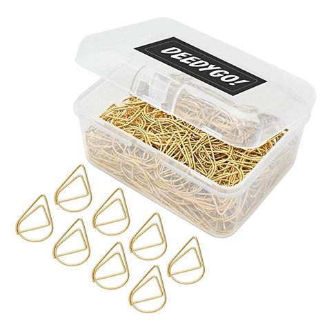 Amazon.com : DeedyGo 250 Pcs Premium Cute Paper Clips Gold, Smooth Stainless Steel Teardrop-Shaped PaperClips for Office Supplies Wedding Women Girls Kids Students (1 inch / 25 mm) : Office Products Cute Paper Clips, Binder Paper, Cute Paper, Bookmarks Kids, Documents Organization, Gold Paper, Paper Hearts, Paper Clips, Paper Envelopes