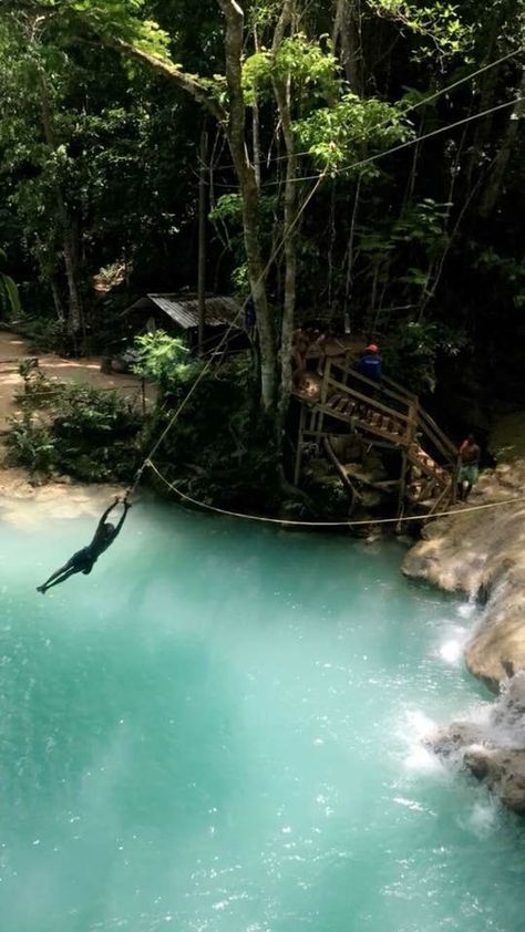 The Blue Hole, Jamaica #waterfall #springbreak #Jamaica #fun #water #ocean #tropical #vacation #friends Places To Go In Jamaica, Jamaica Vacation Aesthetic, Jamaica Activities, Jamaica Waterfalls, Blue Hole Jamaica, Jamaica Water, Jamaica Aesthetic, Jamaica Pictures, Things To Do In Jamaica