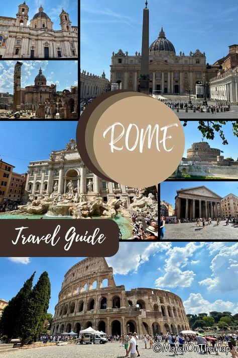 Photo Collage of Pictures of Rome such as Colisseum, Trevi fountain or Pantheon Traveling To Rome, Things To Do In Rome Italy, 2025 Travel, Trip To Rome, Rome Attractions, Rome Travel Guide, Europe Italy, Things To Do In Italy, Oceania Travel