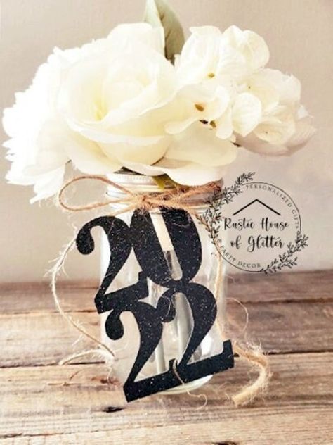 Note Jar, Graduation Centerpieces, Mason Jar Party, Mason Jar Tags, Glitter Table, Senior Graduation Party, Diy Centerpiece, Jar Tags, Graduation Tables