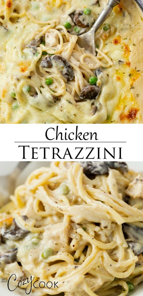 Chicken Tetrazzini Bake, Classic Chicken Tetrazzini, Chicken Tetrazzini For Two, Diced Chicken Dinner Recipes, Comfort Food Recipes Chicken, Easy Dinner With Cream Cheese, Chicken Tetrazzini Egg Noodles, Easy Chicken Tettrazini, Chicken Tetrazzini With Velveeta