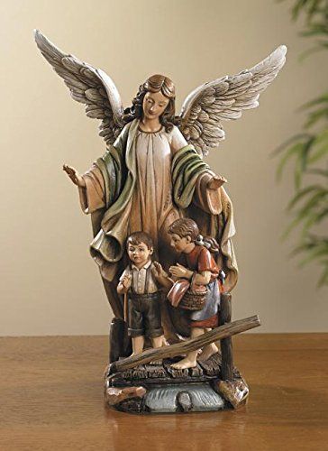 AmazonSmile - 9" H Guardian Angel Toscana Statue Collection Indoor Avalon Gallery NEW - Guardian Angel Statue, Angel Statue, Angel Statues, Muted Color Palette, Guardian Angels, Angel Figurines, Southern Italy, Fairy Angel, Baptism Gifts