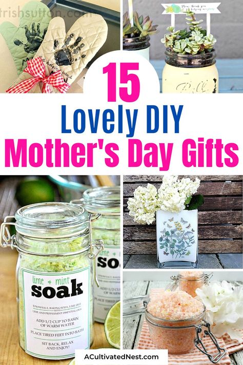 15 DIY Mother's Day Gifts Any Mother Would Love- Make Mother's Day extra special with these DIY Mother's Day gift ideas! Show your love and appreciation with personalized and handmade gifts that will touch your mom's heart. Get inspired now! #DIYMothersDayGifts #HandmadeGifts #GiftIdeasForMom #MothersDay #ACultivatedNest Succulent Pots Diy, Homemade Gifts For Mom, Diy Mother's Day, Free Printable Gifts, Diy Mothers Day Gifts, 15 Diy, Mother's Day Diy, Faux Succulents, Mason Jar Diy