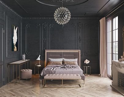 Black classic Masculine Bedroom Ideas For Men, Masculine Bedroom, Dark Bedroom, Decor Ikea, Black Room, Dark Walls, Trendy Bedroom, Elegant Bedroom, Bedroom Vintage