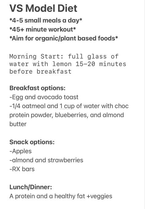 Vs Angel Meal Plan, School Diet Plan, Model Meal Plan Diets, Vs Angels Diet, Victorias Secret Model Diet Plan, Vs Angels Workout, Vs Model Meals, Vs Model Breakfast, Victoria’s Secret Diet Plan