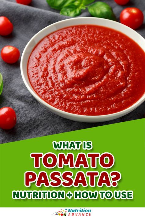 What is tomato passata? This article provides a guide to tomato passata, a nutrient-rich tomato product that can help enhance the flavor of various dishes. What exactly is it? How does it compare to other tomato products? What nutrition profile does it have? And how can we use it? Complete with full nutrition facts, this article provides a full guide to tomato passata. Recipes With Passata Sauce, Mutti Tomato Puree Recipes, Passata Recipes, Tomato Passata, Commercial Cooking, Tomato Nutrition, Nutrition Articles, Cooking Sauces, Ripe Tomatoes