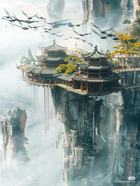 Alien Aesthetic, Floating City, Fantasy Decor, Yangzhou, Cosmic Art, Background Drawing, Fantasy City, Matte Painting, Fantasy Art Landscapes