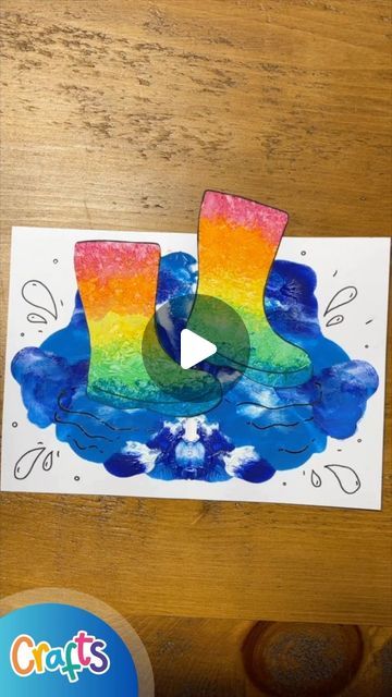 Rainy Day Art For Toddlers, Rainboots Craft Preschool, Rainy Day Activity For Kids, Rainy Day Crafts For Toddlers, Rainy Day Crafts For Preschoolers, Weather Crafts For Toddlers, Rainy Day Crafts For Kids, Rainy Art, Jumping In Puddles