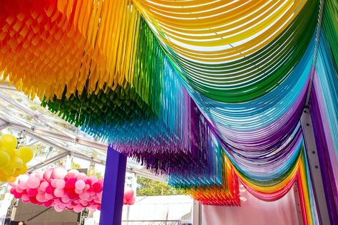 Just BE Partying in New York | M.Studio Events | PartySlate Kite Decoration, House Front Wall Design, Rainbow Fringe, Bright Color Palette, Holi Party, Front Wall Design, Janmashtami Decoration, Luxury Wedding Decor, Flower Wall Backdrop