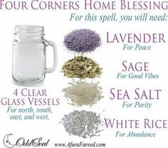 4 corners home blessing Jar Spells, Home Blessing, Magia Das Ervas, House Blessing, Magick Spells, Herbal Magic, Witch Spell, Wiccan Spells, Spells Witchcraft