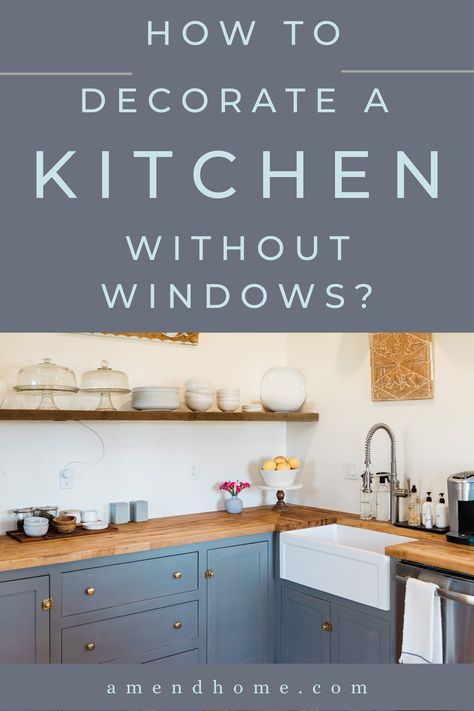 Decorating a kitchen without windows can seem like a daunting task, but with a few simple tips, you can create a bright and welcoming space. First, choose light and reflective surfaces such as white cabinets and shiny countertops to bounce light around the room. Finally, incorporate natural elements such as plants and fresh flowers to add color and texture to the room. With these tips, you can create a beautiful and functional kitchen even without windows. No Window In Kitchen, Kitchen No Natural Light, No Natural Light Kitchen, Kitchen Without Natural Light, Kitchen Without Window Over Sink, Kitchen With No Natural Light, How To Brighten Up A Dark Kitchen, Kitchen No Windows Ideas, Kitchens With No Windows