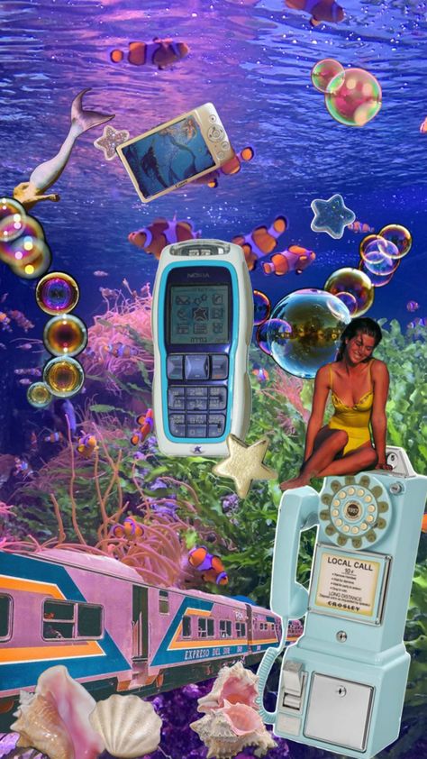 under sea eurodance 90s futuristic sea mermaids 90s Eurodance, Under Sea, Vintage Collage, Y2k Aesthetic, Under The Sea, Art Inspo, Aesthetic Wallpapers, Mood Board, Art