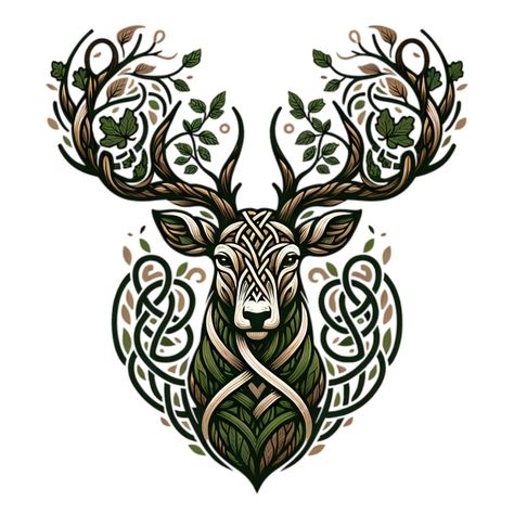 Celtic Designs Artwork, Celtic Stag Tattoo Design, Pagan Chest Tattoo, Celtic Stag Tattoo, Celtic Deer Tattoo, Irish Hare Tattoo, Celtic Fox Tattoo, Scottish Drawings, Celtic Designs Pattern