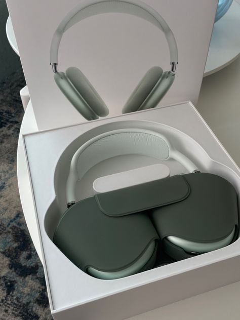 green coloured headphones in the box Airpod Pro Max Green, Apple Air Max Aesthetic, Air Pod Max Green, Green Apple Airpods Max Aesthetic, Apple Airpods Max Green, Apple Headphones Green, Airpod Max Green, Green Airpods Max Aesthetic, Apple Products Aesthetic