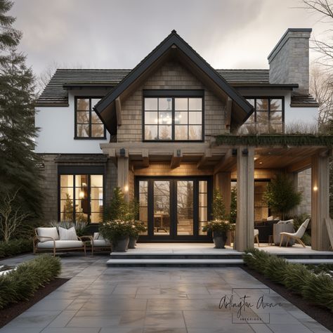 Viral Pinterest Post Modern Mountain Home Exterior, Modern Cottage Homes, Modern Cottage Style, Mountain Home Exterior, Napa Home, Christmas Pic, Rustic Exterior, House Redesign, Modern Rustic Homes