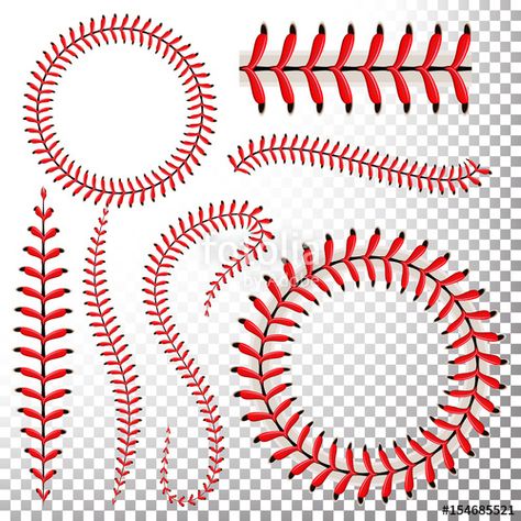 Baseball Stitches Vector Set. Baseball Red Lace Isolated On Transparent  Background. Seam Baseball Ball Thread Illustration, Softball Shirt Designs, Baseball Clipart, Baseball Stitching, Baseball Stitch, Baseball Ball, Baseball Balls, Sport Craft, Red Thread