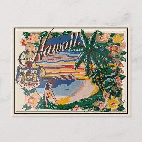 Hawaii Postcard, Hawaiian Home Decor, Hawaii Vintage, Vintage Postcards Travel, Hawaiian Homes, Rocket Power, Ww2 Photos, Visit Hawaii, Farm Logo