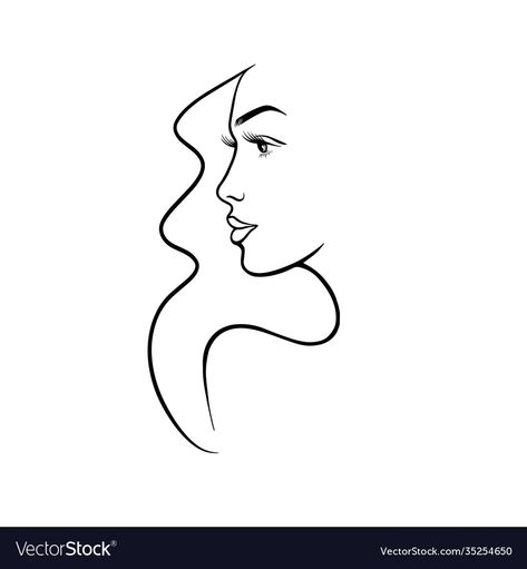 Minimal Face Drawing, Woman Face Profile, Abstract Face Illustration, Line Drawing Woman, Minimal Contemporary, Face Line Drawing, Face Profile, Aesthetic Medicine, Face Illustration