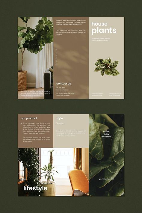 House plant shop brochure template vector | premium image by rawpixel.com / Aew House Brochure Design, Premium Design Layout, Clean Brochure Design, Premium Brochure Design, Broucher Design Layout Brochure Template, Housing Branding, Brochure Design Creative Graphics, Plant Shop Branding, Brand Brochure Design