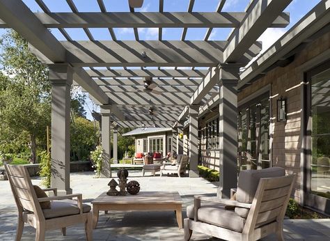 Benjamin Moore HC 167 Amherst Gray. Pergola Paint Color. Grey Pergola Paint Color. Benjamin Moore HC 167 Amherst Gray #BenjaminMooreHC167AmherstGray #Pergola #PaintColor #GreyPergola #GreyPaintColor Capomastro Group Grey Pergola Ideas, Pergola Paint Color Ideas, Painted Pergola Ideas, Pergola Colors, Gray Pergola, Painted Pergola, Grey Pergola, Pergola Details, Amherst Gray