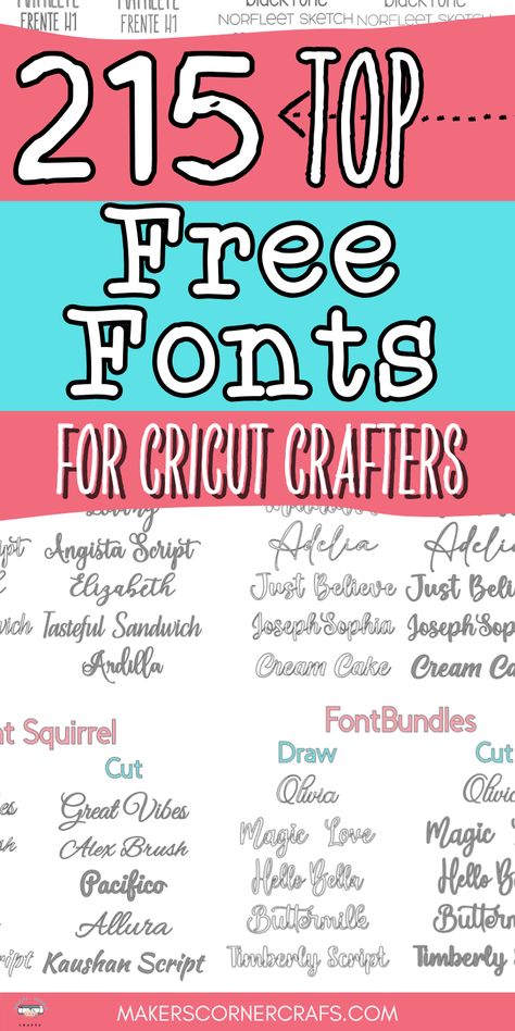 The Best Free Fonts for Cricut Crafters - Do you love free fonts? Find out which FREE FONTS are the most popular from Creative Fabrica, Da Font, Font Squirrel, FontBundles, and Cricut. Get a FREE PRINTABLE REFERENCE of the 215 best FREE FONTS FOR CRICUT crafts. Download these top free fonts and create professional-looking Cricut crafts today! Best Free Handwritten Fonts, Free Cursive Fonts, Top Free Fonts, Popular Free Fonts, Free Fonts For Cricut, Modern Fonts Free, Fonts For Cricut, Christmas Fonts Free, Free Handwritten Fonts