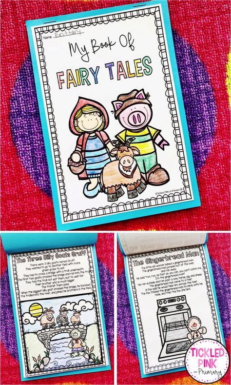 Fairy Tales Activities for Kindergarten • Tickled Pink in Primary Fairy Tales Activities, Fairy Tales Kindergarten, Fairytale Lessons, Fairy Tales Preschool, Preschool Calendar, Fairy Tale Activities, Fairy Tales Unit, Brothers Grimm Fairy Tales, Fairy Tale Crafts