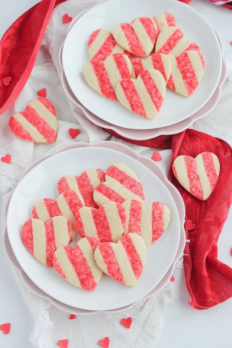 Valentines Sprinkle Stripe Cookies - Baking with Blondie Baking With Blondie, Baking Lessons, Sanding Sugar, Cookies Baking, Blondies Recipe, Cutout Sugar Cookies, Sugar Sprinkles, Sugar Cookie Dough, Heart Cookies